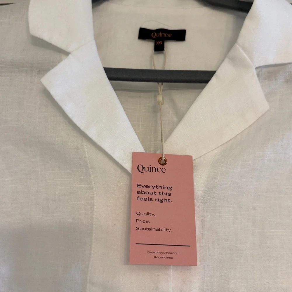 NWT Quince XS European Linen Shirt Sleeve shirt.   White. - Picture 2 of 3